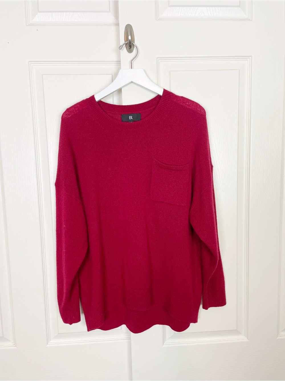 Banana Republic Caro Winterberry Red Cashmere Sweater Oversized Crewneck Sz S